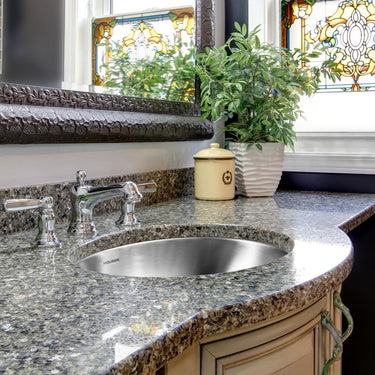 Houzer Opus Series Undermount Stainless Steel Oval Bowl Lavatory Sink with Overflow Bathroom Sink - Undermount Houzer